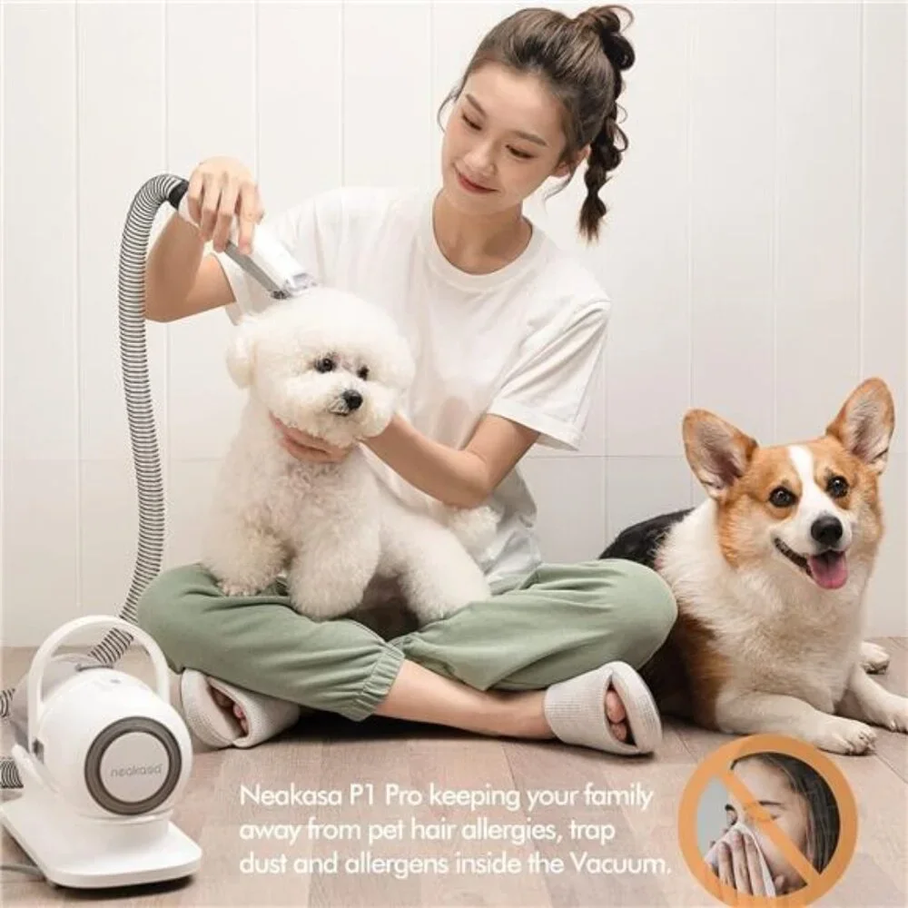 Pro Pet Grooming Kit & Vacuum Suction 99% Pet Hair, Professional Clippers